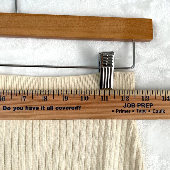 Free People Skyline Skirt Womens M Cream Ribbed Knit Midi Stretch - Picture 4 of 9